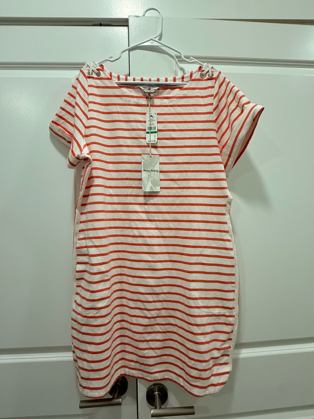 Tommy Bahama Red and White Striped Short Sleeve Tee - Picture 10 of 14
